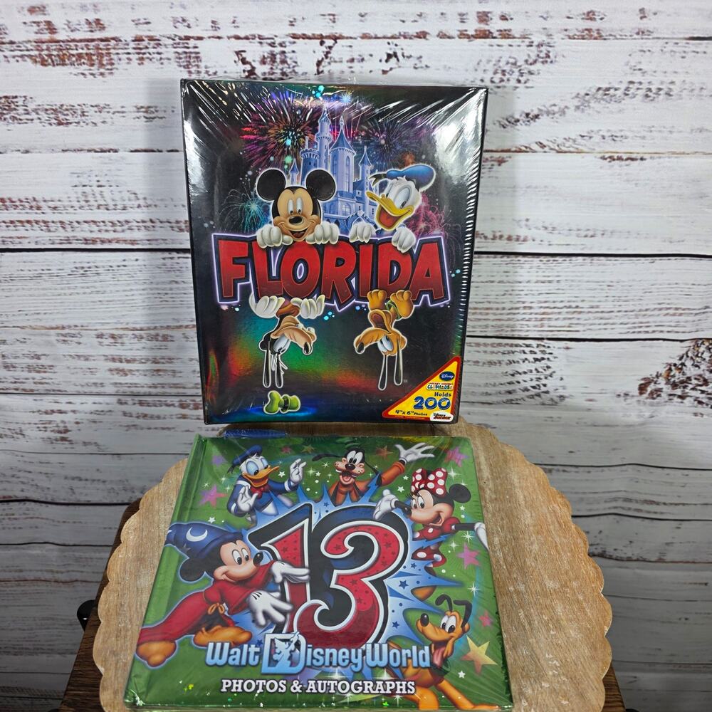 Disney World Florida Mickey Mouse Photo Album and Autograph Book Lot of 2